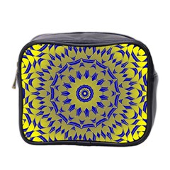 Yellow Blue Gold Mandala Mini Toiletries Bag 2-side by designworld65