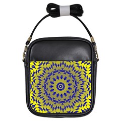 Yellow Blue Gold Mandala Girls Sling Bags