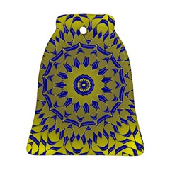 Yellow Blue Gold Mandala Bell Ornament (2 Sides) by designworld65