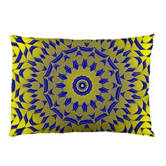 Yellow Blue Gold Mandala Pillow Case (two Sides) by designworld65