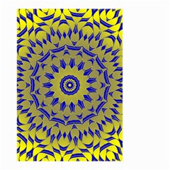 Yellow Blue Gold Mandala Small Garden Flag (two Sides) by designworld65