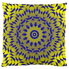 Yellow Blue Gold Mandala Large Cushion Case (two Sides) by designworld65