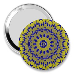 Yellow Blue Gold Mandala 3  Handbag Mirrors