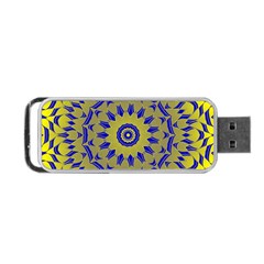 Yellow Blue Gold Mandala Portable Usb Flash (one Side) by designworld65