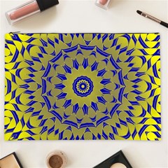 Yellow Blue Gold Mandala Cosmetic Bag (xxl)  by designworld65