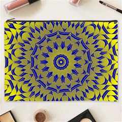 Yellow Blue Gold Mandala Cosmetic Bag (xxxl) 