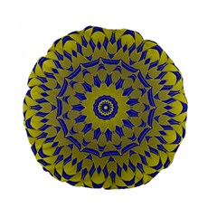 Yellow Blue Gold Mandala Standard 15  Premium Round Cushions