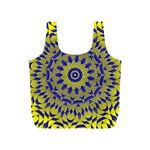 Yellow Blue Gold Mandala Full Print Recycle Bags (S)  Front