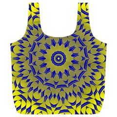 Yellow Blue Gold Mandala Full Print Recycle Bags (l)  by designworld65