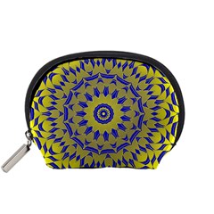 Yellow Blue Gold Mandala Accessory Pouches (small) 