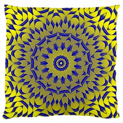 Yellow Blue Gold Mandala Large Flano Cushion Case (one Side)