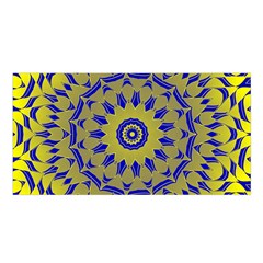 Yellow Blue Gold Mandala Satin Shawl