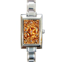 Elegant Gold Copper Shiny Elegant Christmas Star Rectangle Italian Charm Watch by yoursparklingshop