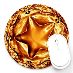 Elegant Gold Copper Shiny Elegant Christmas Star Round Mousepads by yoursparklingshop