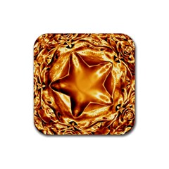 Elegant Gold Copper Shiny Elegant Christmas Star Rubber Coaster (square) 