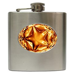 Elegant Gold Copper Shiny Elegant Christmas Star Hip Flask (6 Oz) by yoursparklingshop