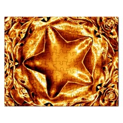 Elegant Gold Copper Shiny Elegant Christmas Star Rectangular Jigsaw Puzzl