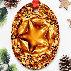 Elegant Gold Copper Shiny Elegant Christmas Star Oval Ornament (two Sides)