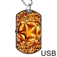 Elegant Gold Copper Shiny Elegant Christmas Star Dog Tag Usb Flash (two Sides)  by yoursparklingshop