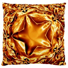 Elegant Gold Copper Shiny Elegant Christmas Star Large Flano Cushion Case (one Side) by yoursparklingshop