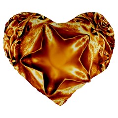 Elegant Gold Copper Shiny Elegant Christmas Star Large 19  Premium Flano Heart Shape Cushions by yoursparklingshop