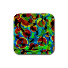 Colorful Smoothie  Rubber Square Coaster (4 Pack) 