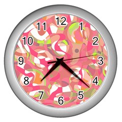 Pink Smoothie  Wall Clocks (silver) 