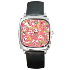 Pink Smoothie  Square Metal Watch