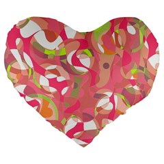 Pink Smoothie  Large 19  Premium Heart Shape Cushions by Valentinaart