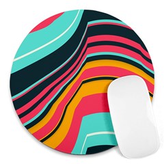 Bent Waves                                                                                                        			round Mousepad by LalyLauraFLM