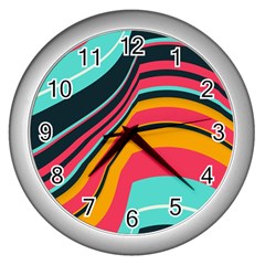 Bent Waves                                                                                                        			wall Clock (silver)