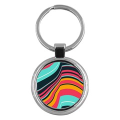 Bent Waves                                                                                                        			key Chain (round) by LalyLauraFLM