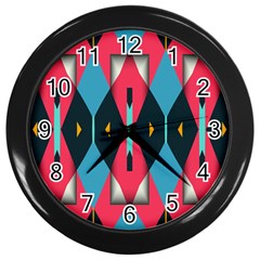 Triangles Stripes And Other Shapes                                                                                                         			wall Clock (black)