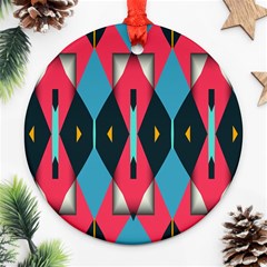 Triangles Stripes And Other Shapes                                                                                                         			ornament (round) by LalyLauraFLM