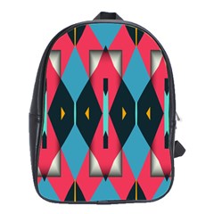 Triangles Stripes And Other Shapes                                                                                                         			school Bag (large) by LalyLauraFLM