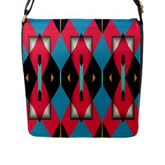 Triangles Stripes And Other Shapes                                                                                                         			flap Closure Messenger Bag (l)