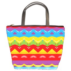 Colorful Waves                                                                                                           	bucket Bag