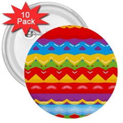 Colorful Waves                                                                                                           			3  Button (10 Pack)