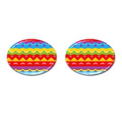 Colorful Waves                                                                                                           			cufflinks (oval) by LalyLauraFLM