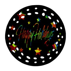 Happy Holidays Round Filigree Ornament (2side)