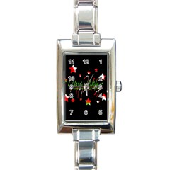 Happy Holidays 2  Rectangle Italian Charm Watch by Valentinaart