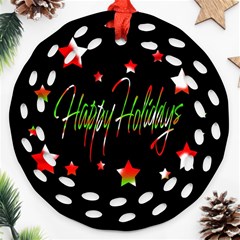 Happy Holidays 2  Ornament (round Filigree) 