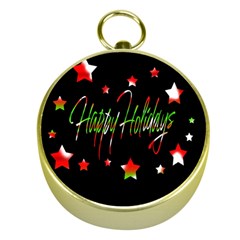 Happy Holidays 2  Gold Compasses by Valentinaart