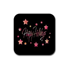 Happy Holidays 3 Rubber Coaster (square)  by Valentinaart