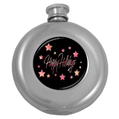 Happy Holidays 3 Round Hip Flask (5 Oz) by Valentinaart