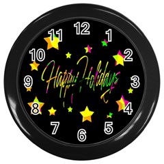 Happy Holidays 4 Wall Clocks (black) by Valentinaart