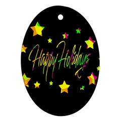 Happy Holidays 4 Oval Ornament (two Sides)