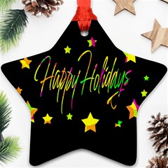 Happy Holidays 4 Star Ornament (two Sides)  by Valentinaart