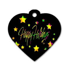 Happy Holidays 4 Dog Tag Heart (two Sides)