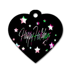 Happy Holidays 5 Dog Tag Heart (one Side) by Valentinaart